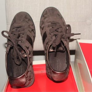 COACH  Womens Shoes Sneakers Paxton 5.5 A1441 chestnut color Monogram-Preowned